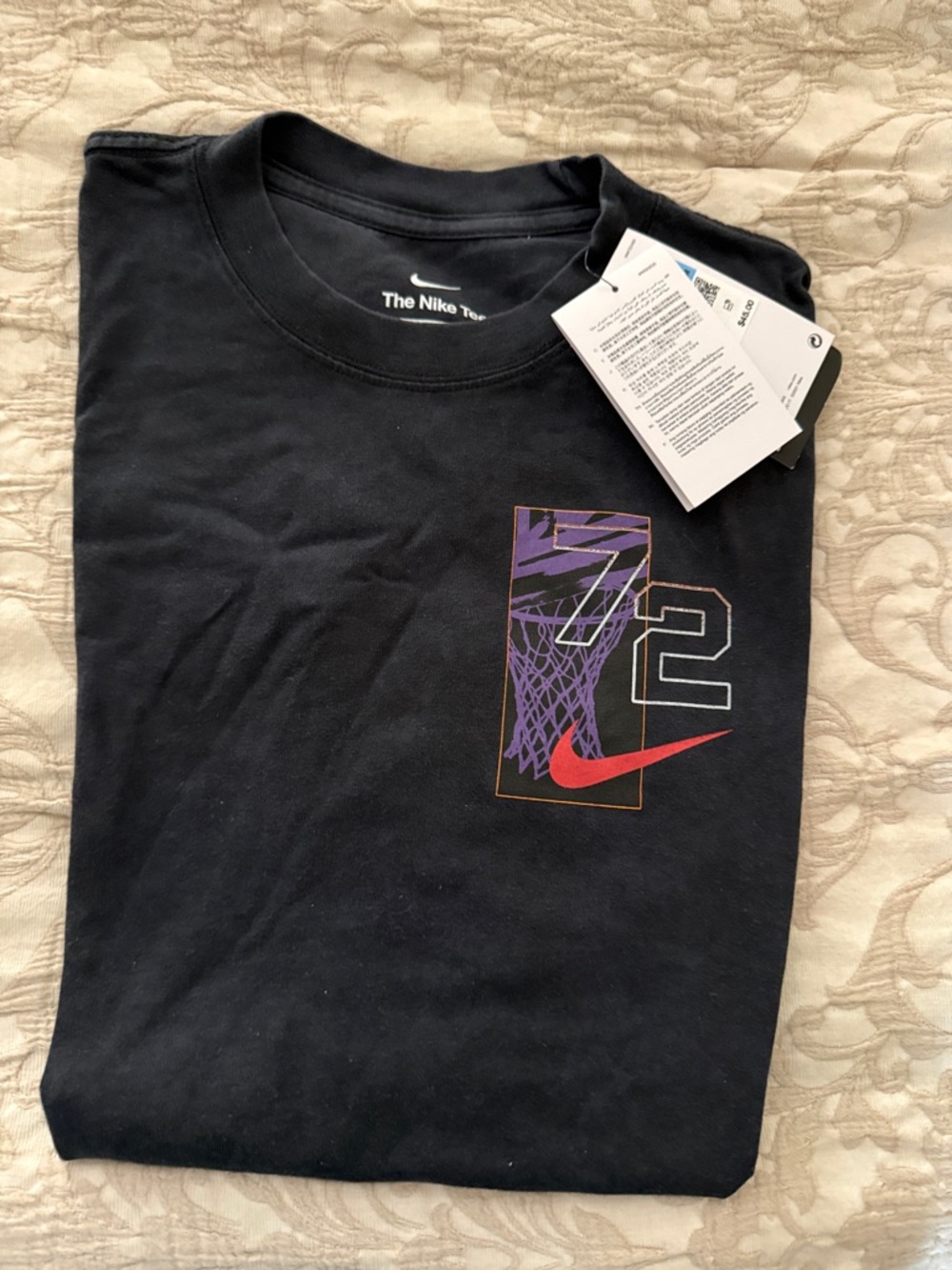Nike Black Short-Sleeve Tee with Purple Graphic and Red Swoosh